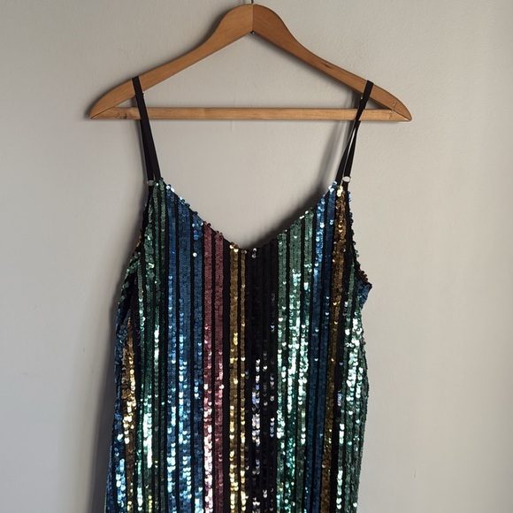 Show Me Your Mumu Vivian Sequin Rainbow Striped Slip Dress Small - Picture 5 of 10
